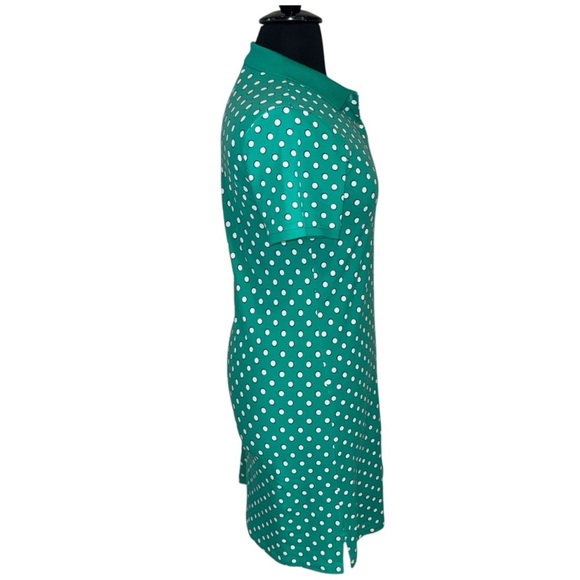 LANDS END Polka Dot Collared Polo Dress - Green/White Medium - Picture 2 of 11